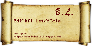 Bökfi Letícia névjegykártya